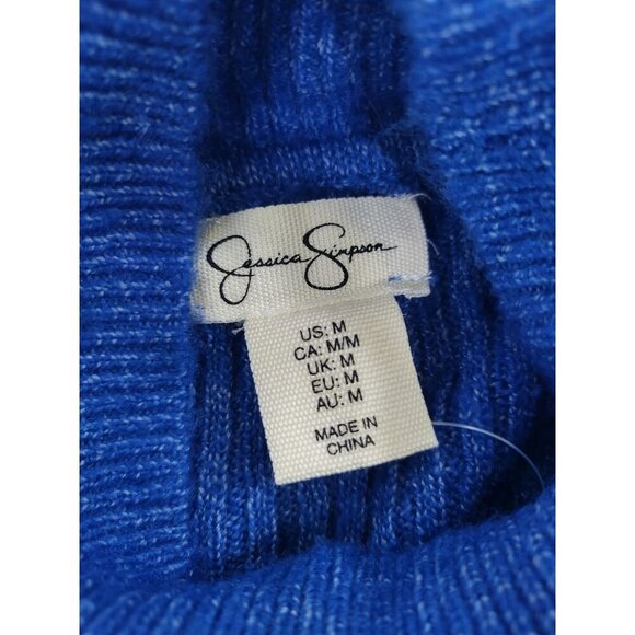 Jessica Simpson Womens Blue Ribbed Sleeveless Turtleneck Sweater Vest M. NWT. - Picture 3 of 7